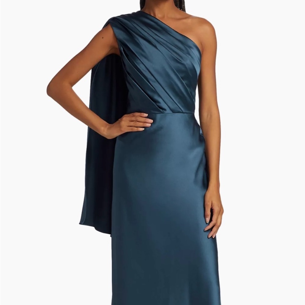 MOB Amsale Satin One Shoulder Gown